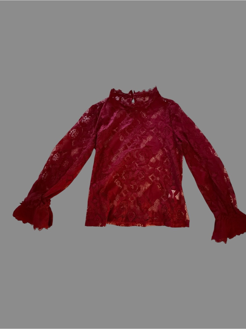 Others Follow Burgundy Lace Long-Sleeve Blouse